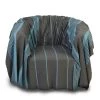 Fouta Futée Housses De Fauteuil CARTHAGE - Jeté Fauteuil Coton Anthracite Rayures Turquoises 200 X 200 -Housses de canapé Soldes carthage jete fauteuil coton anthracite rayures turquoises 200 x 200 2