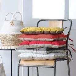 Stof Housses De Chaises Et Galettes De Chaises Coussin De Chaise 2 Faces Pétrole Et Lin 40x40 -Housses de canapé Soldes coussin de chaise 2 faces petrole et lin 40x40 6