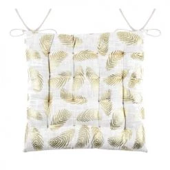 Stof Housses De Chaises Et Galettes De Chaises Coussin De Chaise Beige Et Or En Coton 40x40cm