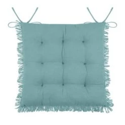 Stof Housses De Chaises Et Galettes De Chaises Coussin De Chaise En Coton Vert à Franges 40x40 -Housses de canapé Soldes coussin de chaise en coton bleu a franges 40x40 4