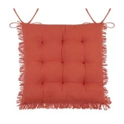 Stof Housses De Chaises Et Galettes De Chaises Coussin De Chaise En Coton Jaune à Franges 40x40 -Housses de canapé Soldes coussin de chaise en coton terracotta a franges 40x40 1