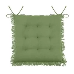 Stof Housses De Chaises Et Galettes De Chaises Coussin De Chaise En Coton Bleu à Franges 40x40 -Housses de canapé Soldes coussin de chaise en coton vert a franges 40x40 2