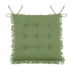 Stof Housses De Chaises Et Galettes De Chaises Coussin De Chaise En Coton Vert à Franges 40x40