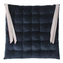 Home Maison Housses De Chaises Et Galettes De Chaises Galette De Chaise à Effet Velours Coton Dark Navy 40 X 40