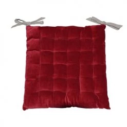 Home Maison Housses De Chaises Et Galettes De Chaises Galette De Chaise à Effet Velours Coton Rouge 40 X 40