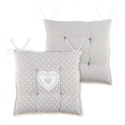 Lovely Casa Housses De Chaises Et Galettes De Chaises Galette De Chaise à Petits Cœurs Coton Naturel 40 X 40 -Housses de canapé Soldes galette de chaise a petits coeurs coton naturel 40 x 40 2