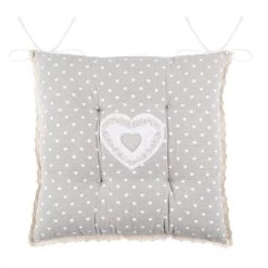 Lovely Casa Housses De Chaises Et Galettes De Chaises Galette De Chaise à Petits Cœurs Coton Naturel 40 X 40