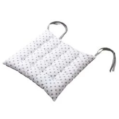 Decostars Housses De Chaises Et Galettes De Chaises Galette De Chaise à Petits Pois Coton Gris 38x38cm -Housses de canapé Soldes galette de chaise a petits pois coton gris 38x38cm 4