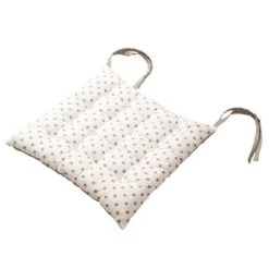 Decostars Housses De Chaises Et Galettes De Chaises Galette De Chaise à Petits Pois Coton Gris 38x38cm -Housses de canapé Soldes galette de chaise a petits pois coton naturel 38 x 38 4
