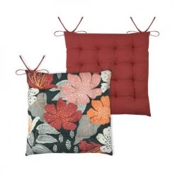 Home Maison Housses De Chaises Et Galettes De Chaises Galette De Chaise Aux Fleurs Automnales Coton Bordeaux 38 X 38 -Housses de canapé Soldes galette de chaise aux fleurs automnales coton bordeaux 38 x 38 2