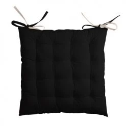 Home Maison Housses De Chaises Et Galettes De Chaises Galette De Chaise Bicolore à Nouette Coton Noir/lin 40 X 40 -Housses de canapé Soldes galette de chaise bicolore a nouette coton noir lin 40 x 40 3