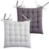 Lovely Casa Housses De Chaises Et Galettes De Chaises Galette De Chaise Bicolore Coton Gris/perle 40x40