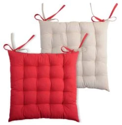 Lovely Casa Housses De Chaises Et Galettes De Chaises Galette De Chaise Bicolore Coton Ecru/lin 40x40 -Housses de canapé Soldes galette de chaise bicolore coton rouge lin 40x40 1