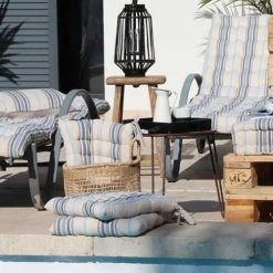 Sud Etoffe Housses De Chaises Et Galettes De Chaises Galette De Chaise En 100% Coton Bleu 40x40 -Housses de canapé Soldes galette de chaise en 100 coton bleu 40x40 3