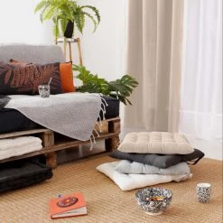 Home Maison Housses De Chaises Et Galettes De Chaises Galette De Chaise En Coton Recyclé Coton Naturel 38 X 38 -Housses de canapé Soldes galette de chaise en coton recycle coton naturel 38 x 38 2