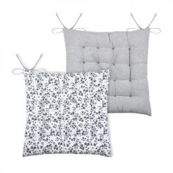 Home Maison Housses De Chaises Et Galettes De Chaises Galette De Chaise Fleurie En Coton Recyclé Coton Blanc Noir 38 X 38 -Housses de canapé Soldes galette de chaise fleurie en coton recycle coton blanc noir 38 x 38 2
