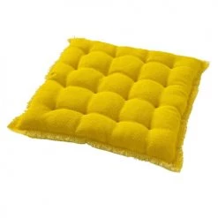 Dutch Decor Housses De Chaises Et Galettes De Chaises Galette De Chaise Jaune En Coton 40x40 Cm Uni -Housses de canapé Soldes galette de chaise jaune en coton 40x40 cm uni 2