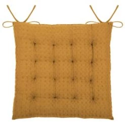Home Maison Housses De Chaises Et Galettes De Chaises Galette De Chaise Matelassée En Nid D'abeille Coton Curry 40 X 40 -Housses de canapé Soldes galette de chaise matelassee en nid d abeille coton curry 40 x 40 4