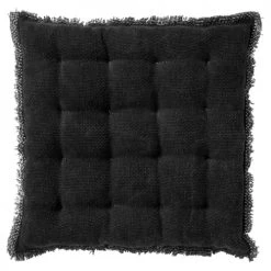 Dutch Decor Housses De Chaises Et Galettes De Chaises Galette De Chaise Noir En Coton 40x40 Cm Uni