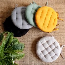 Home Maison Housses De Chaises Et Galettes De Chaises Galette De Chaise Piquée Et Ronde Coton Vison 38 X 38 -Housses de canapé Soldes galette de chaise piquee et ronde coton vison 38 x 38 2