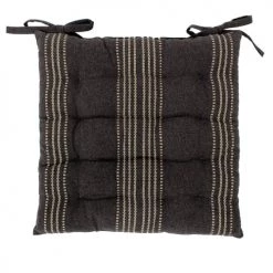 Home Maison Housses De Chaises Et Galettes De Chaises Galette De Chaise Rayée En Coton Recyclé Coton Gris Foncé 38 X 38