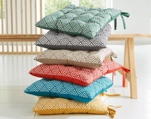 Becquet Housses De Chaises Et Galettes De Chaises Galette De Chaise Réversible Bleu 40x40 En Coton 5 Becquet Housses De Chaises Et Galettes De Chaises Galette De Chaise Réversible Bleu 40x40 En Coton – Image 3