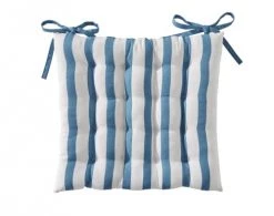 Becquet Housses De Chaises Et Galettes De Chaises Galette De Chaise Réversible Bleu Orage 40x40 En Coton