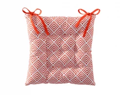 Becquet Housses De Chaises Et Galettes De Chaises Galette De Chaise Réversible Orange Paprika 40x40 En Coton