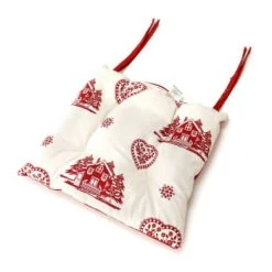 Grenier Alpin Housses De Chaises Et Galettes De Chaises Galette De Chaise Style Montagne Coeurchevel Rouge -Housses de canapé Soldes galette de chaise style montagne coeurchevel blanc rouge