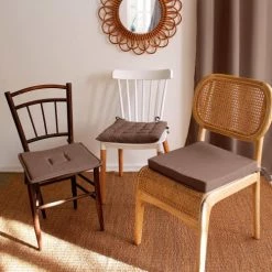 Home Maison Housses De Chaises Et Galettes De Chaises Galette De Chaise Uni En Pur Coton Coton Vison 38 X 38 -Housses de canapé Soldes galette de chaise uni en pur coton coton vison 38 x 38 1