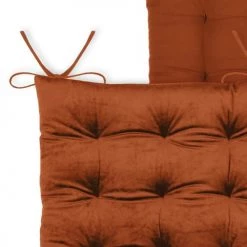 Home Maison Housses De Chaises Et Galettes De Chaises Galette De Chaise Unie En Velours Polyester Brique 38x38 -Housses de canapé Soldes galette de chaise unie en velours polyester brique 38x38 2