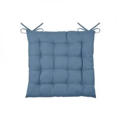 Home Maison Housses De Chaises Et Galettes De Chaises Galette De Chaise Unie Et Classique Coton Orage 38 X 38