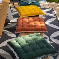 Dutch Decor Housses De Chaises Et Galettes De Chaises Galette De Chaise Vert En Coton 40x40 Cm Uni -Housses de canapé Soldes galette de chaise vert en coton 40x40 cm uni 10