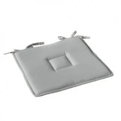 Home Maison Housses De Chaises Et Galettes De Chaises Galette Plate Unie En Coton Passepoil Et Nouettes Coton Gris 40 X 40