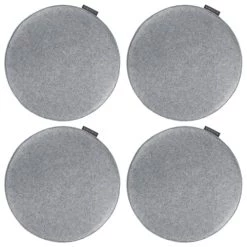 Magma Housses De Chaises Et Galettes De Chaises Galettes De Chaise Gris Chiné Imitation Feutre - Lot De 4 - Ø 35cm