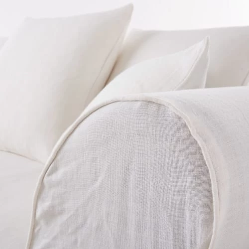 Maisons Du Monde Housses De Canapé Housse De Canapé 2 Places En Lin Froissé Blanc 5 Maisons Du Monde Housses De Canapé Housse De Canapé 2 Places En Lin Froissé Blanc – Image 3