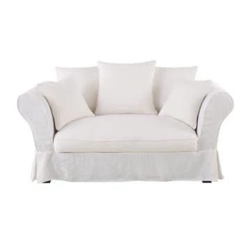 Maisons Du Monde Housses De Canapé Housse De Canapé 2 Places En Lin Froissé Blanc 6 Maisons Du Monde Housses De Canapé Housse De Canapé 2 Places En Lin Froissé Blanc – Image 4