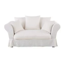 Maisons Du Monde Housses De Canapé Housse De Canapé 2 Places En Lin Froissé Gris Clair -Housses de canapé Soldes housse de canape 2 places en lin froisse blanc roma 1000 1 0 204426 1 3