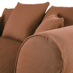 Maisons Du Monde Housses De Canapé Housse De Canapé 2 Places En Lin Froissé Orange De Sienne -Housses de canapé Soldes housse de canape 2 places en lin froisse orange de sienne 1000 6 37 221601 3