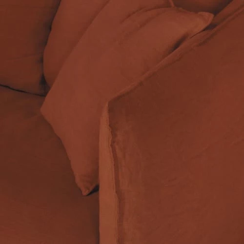 Maisons Du Monde Housses De Canapé Housse De Canapé 2 Places En Lin Froissé Terracotta 5 Maisons Du Monde Housses De Canapé Housse De Canapé 2 Places En Lin Froissé Terracotta – Image 3
