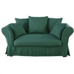 Maisons Du Monde Housses De Canapé Housse De Canapé 2 Places En Lin Froissé Vert