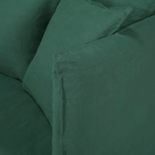 Maisons Du Monde Housses De Canapé Housse De Canapé 3/4 Places En Lin Froissé Vert 5 Maisons Du Monde Housses De Canapé Housse De Canapé 3/4 Places En Lin Froissé Vert – Image 3