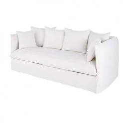 Maisons Du Monde Housses De Canapé Housse De Canapé 3/4 Places En Lin Supérieur Blanc -Housses de canapé Soldes housse de canape 3 4 places en lin superieur blanc 1000 0 10 221697 3
