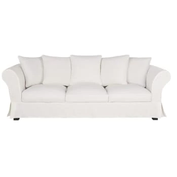 Maisons Du Monde Housses De Canapé Housse De Canapé 4/5 Places En Lin Froissé Blanc 6 Maisons Du Monde Housses De Canapé Housse De Canapé 4/5 Places En Lin Froissé Blanc – Image 4