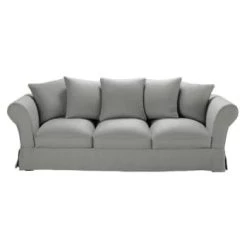 Maisons Du Monde Housses De Canapé Housse De Canapé 4/5 Places En Lin Froissé Bleu Céladon -Housses de canapé Soldes housse de canape 4 5 places en lin froisse gris clair roma 1000 13 29 204455 1