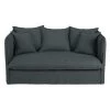 Maisons Du Monde Housses De Canapé Housse De Canapé Convertible 2 Places En Lin Froissé Gris Anthracite