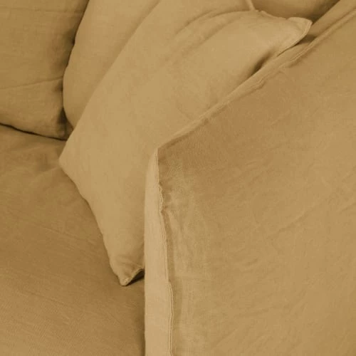 Maisons Du Monde Housses De Canapé Housse De Canapé Convertible 2 Places En Lin Froissé Ocre 6 Maisons Du Monde Housses De Canapé Housse De Canapé Convertible 2 Places En Lin Froissé Ocre – Image 4