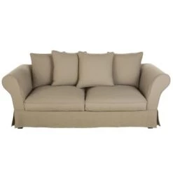 Maisons Du Monde Housses De Canapé Housse De Canapé Convertible 3/4 Places (12 Cm) En Lin Froissé Bleu Céladon -Housses de canapé Soldes housse de canape convertible 3 4 places 12 cm en lin froisse beige ficelle roma 1000 3 19 204445 1 4