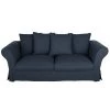 Maisons Du Monde Housses De Canapé Housse De Canapé Convertible 3/4 Places (12 Cm) En Lin Froissé Bleu Nuit -Housses de canapé Soldes housse de canape convertible 3 4 places 12 cm en lin froisse bleu nuit 1000 7 23 204449 1