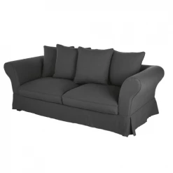 Maisons Du Monde Housses De Canapé Housse De Canapé Convertible 3/4 Places (12 Cm) En Lin Froissé Gris Anthracite -Housses de canapé Soldes housse de canape convertible 3 4 places 12 cm en lin froisse gris anthracite 1000 5 21 204447 3